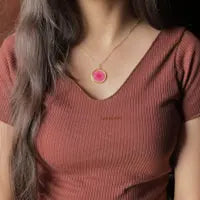 Dark pink aster locket