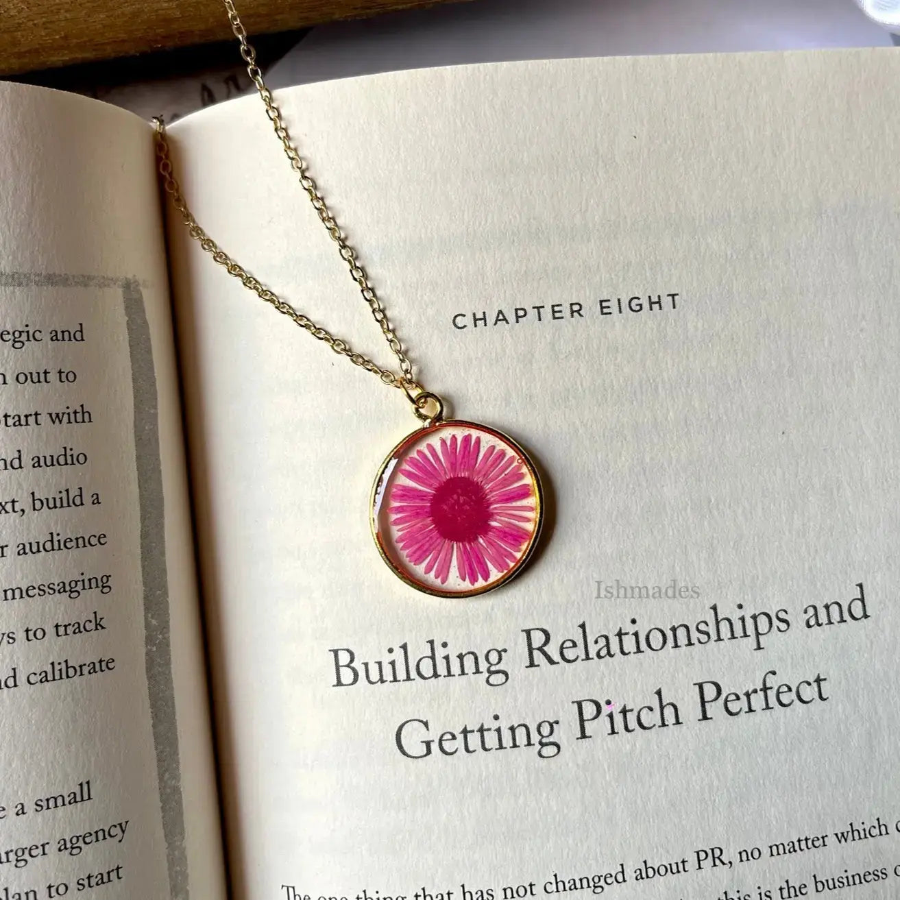 Dark pink aster locket