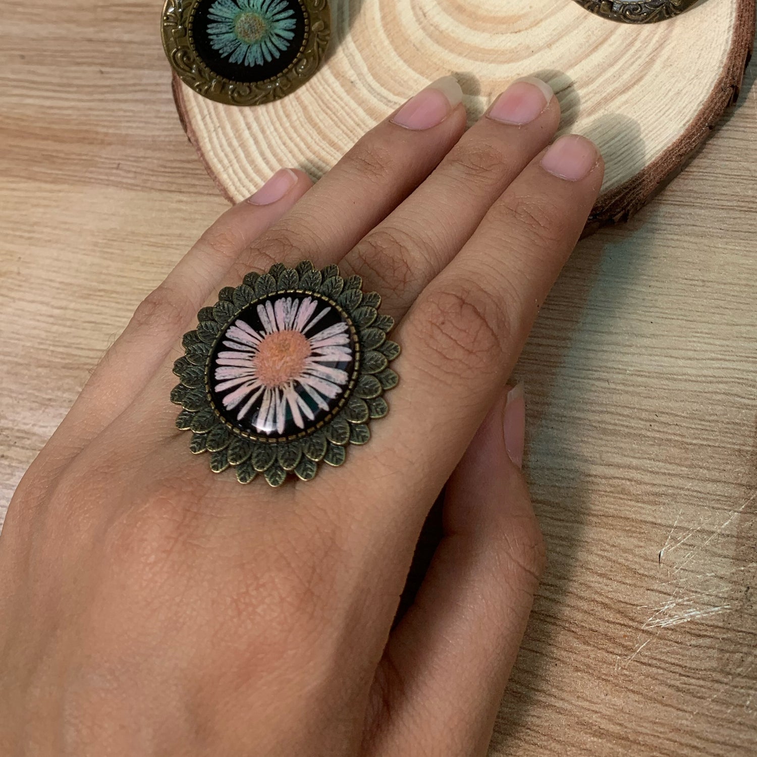Pink Aster Vintage ring