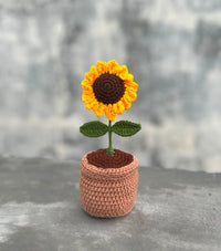 Crochet sunflower pot