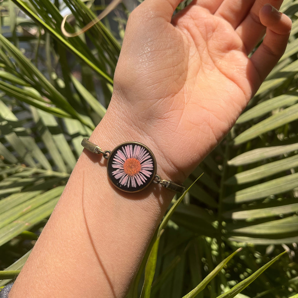 Pink aster bracelet