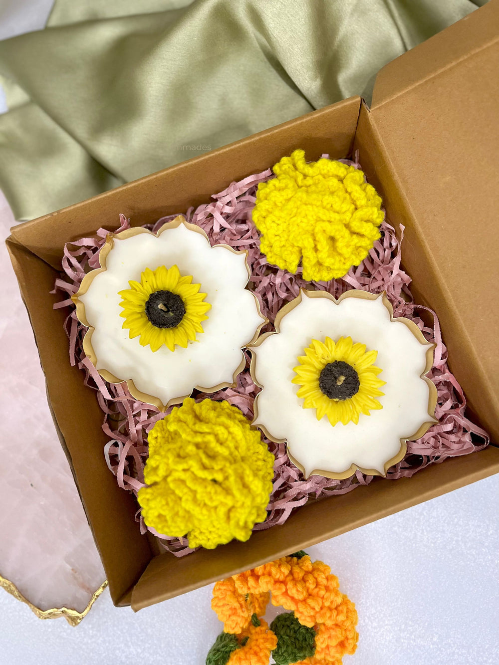 Sunflower Urli candle gift set