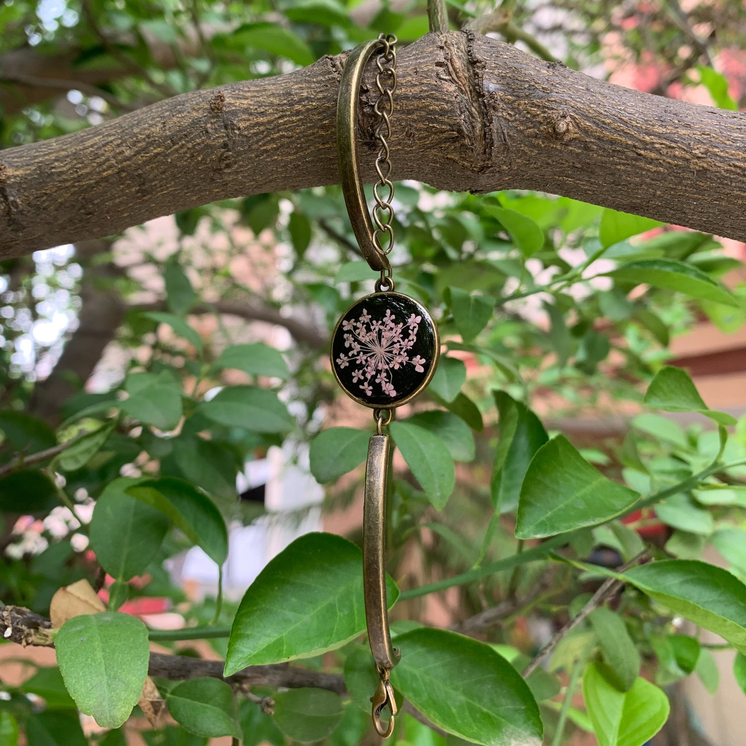 Pink botanical bracelet