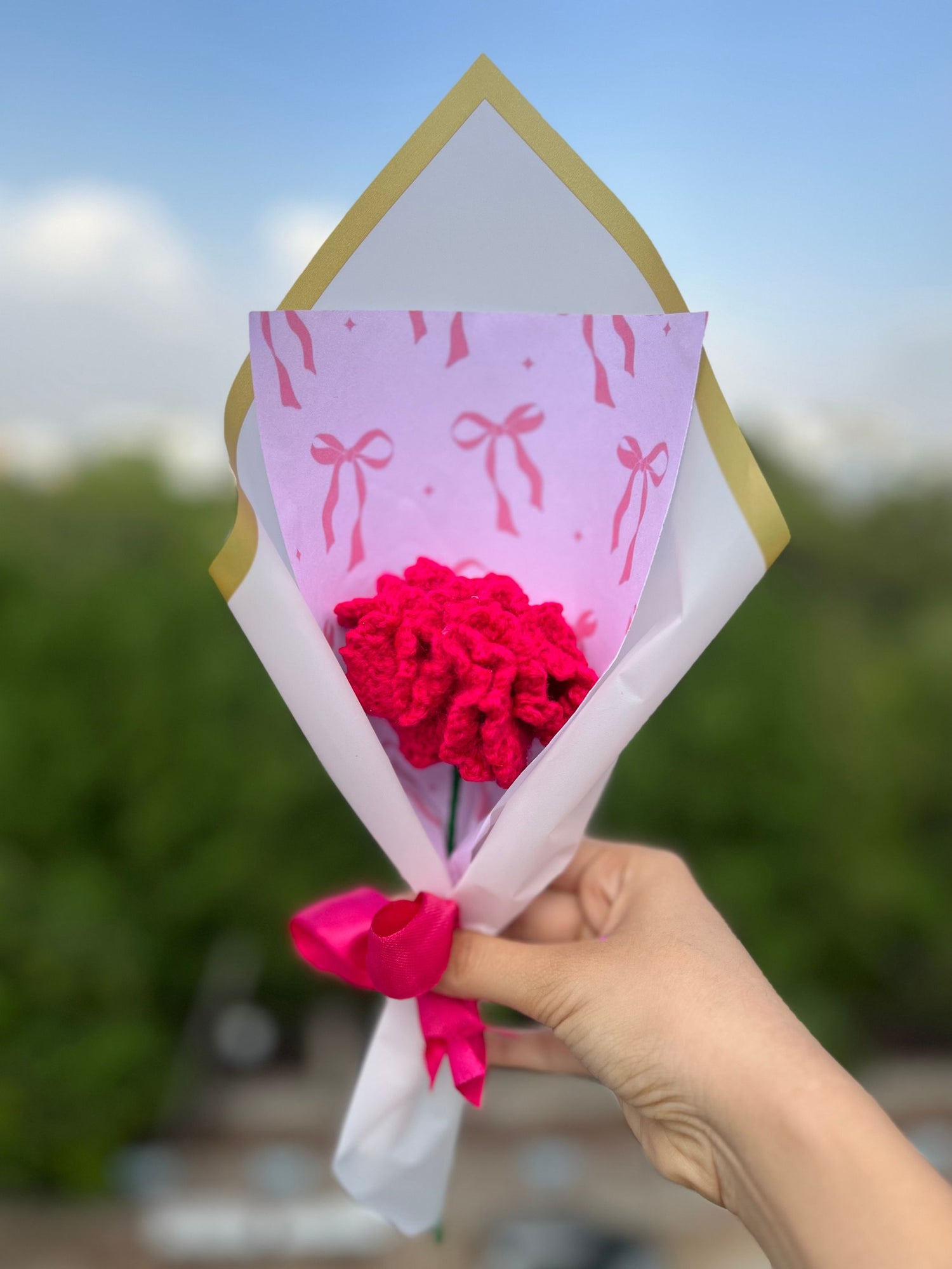 Bow carnation bouquet