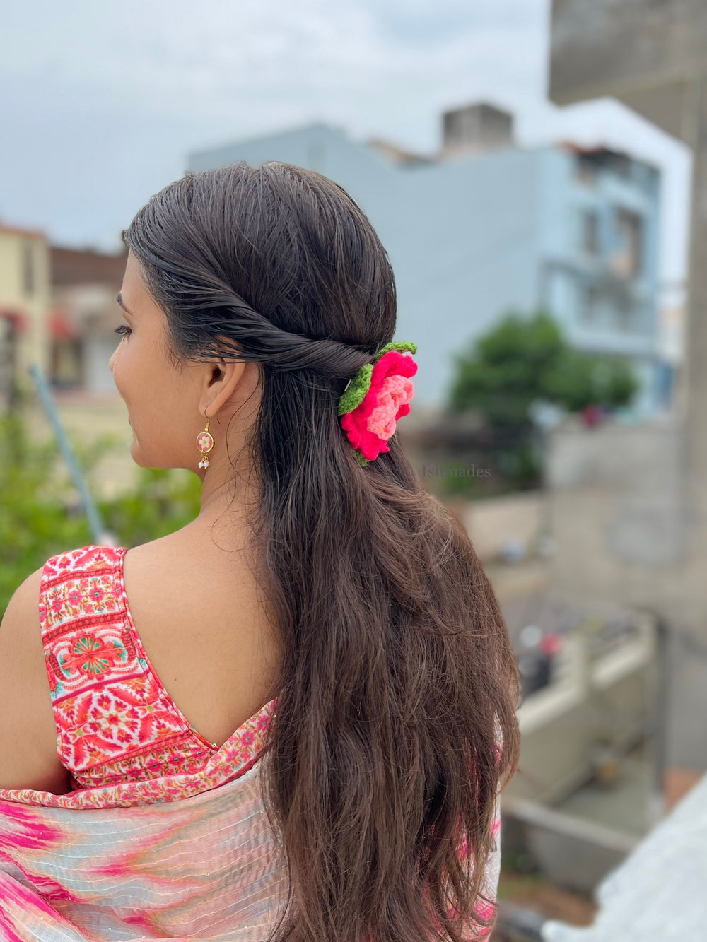 Crochet lotus hairclip