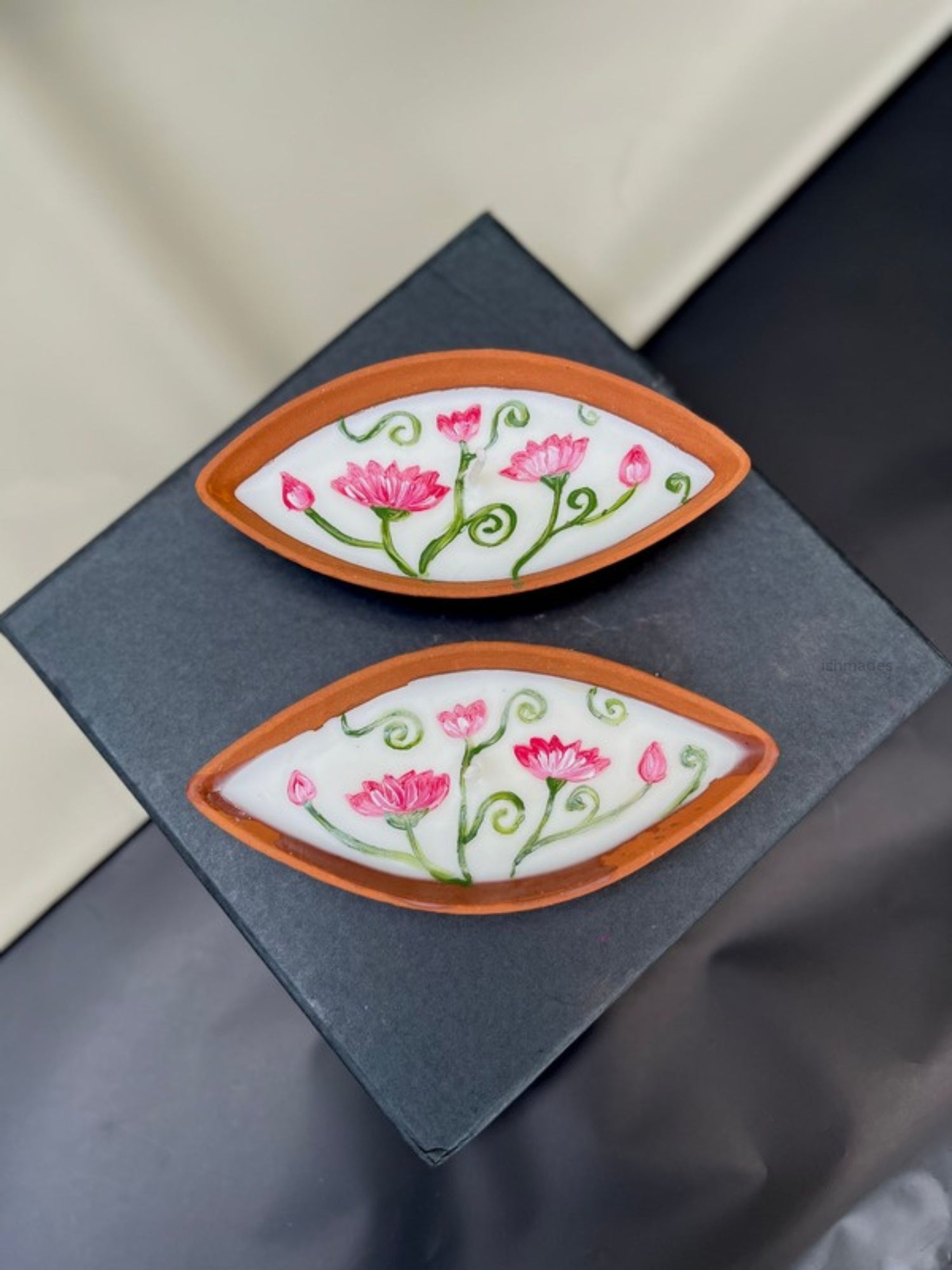 Pichwai Handpainted terracotta Candles