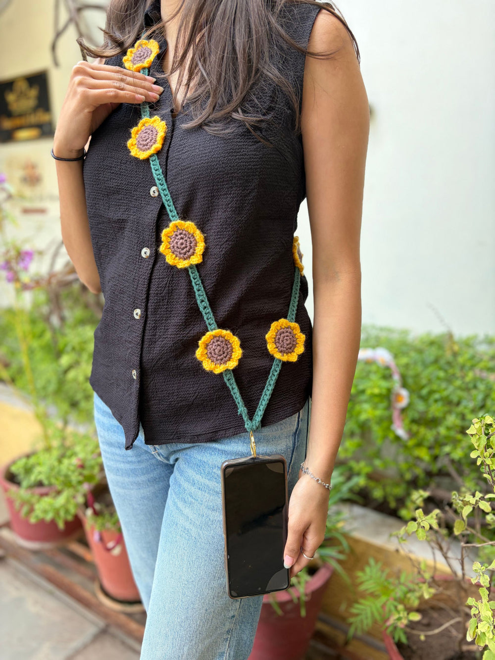 Crochet Sunflower mobile sling