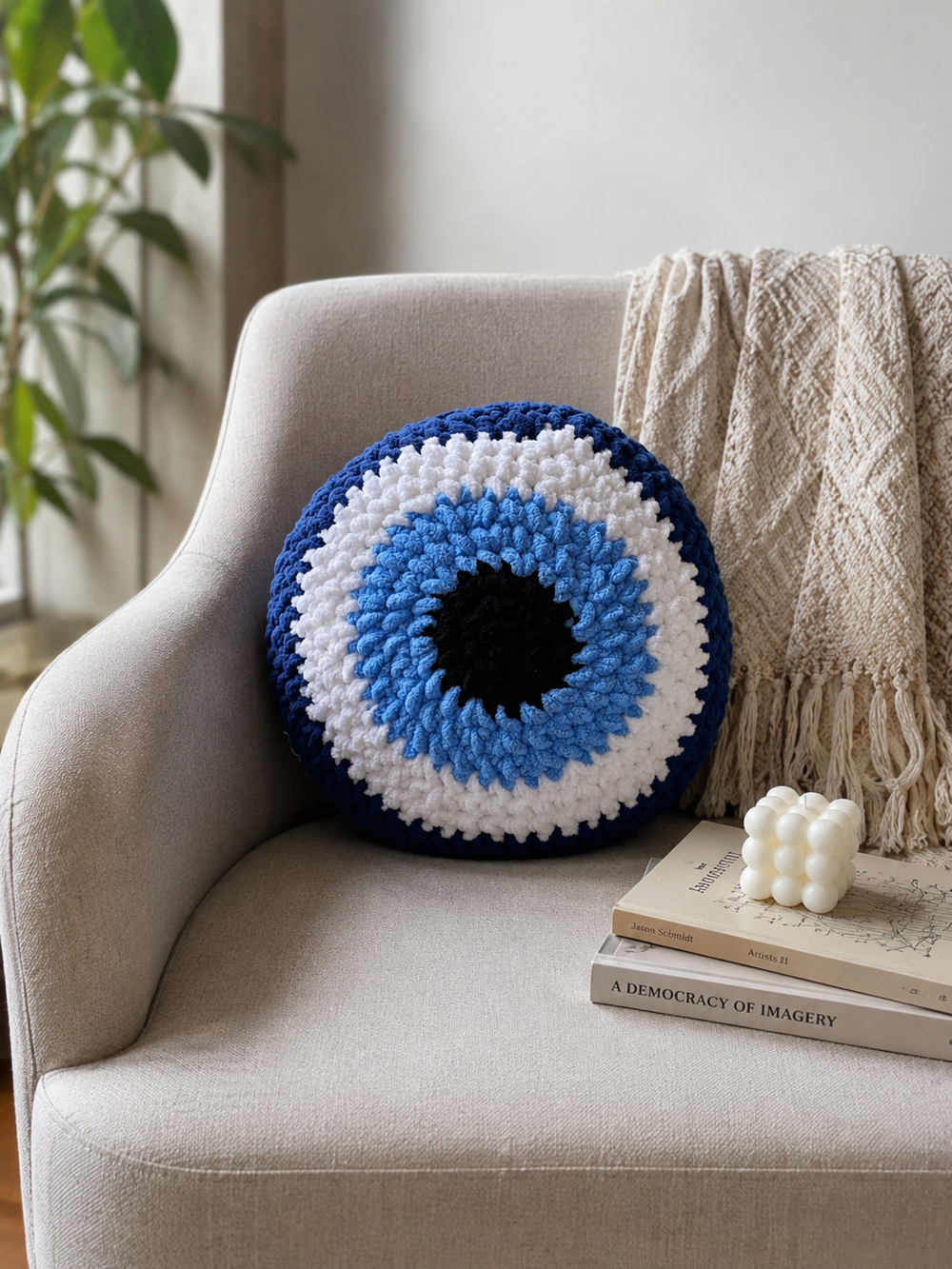 Crochet Evil Eye Cushion