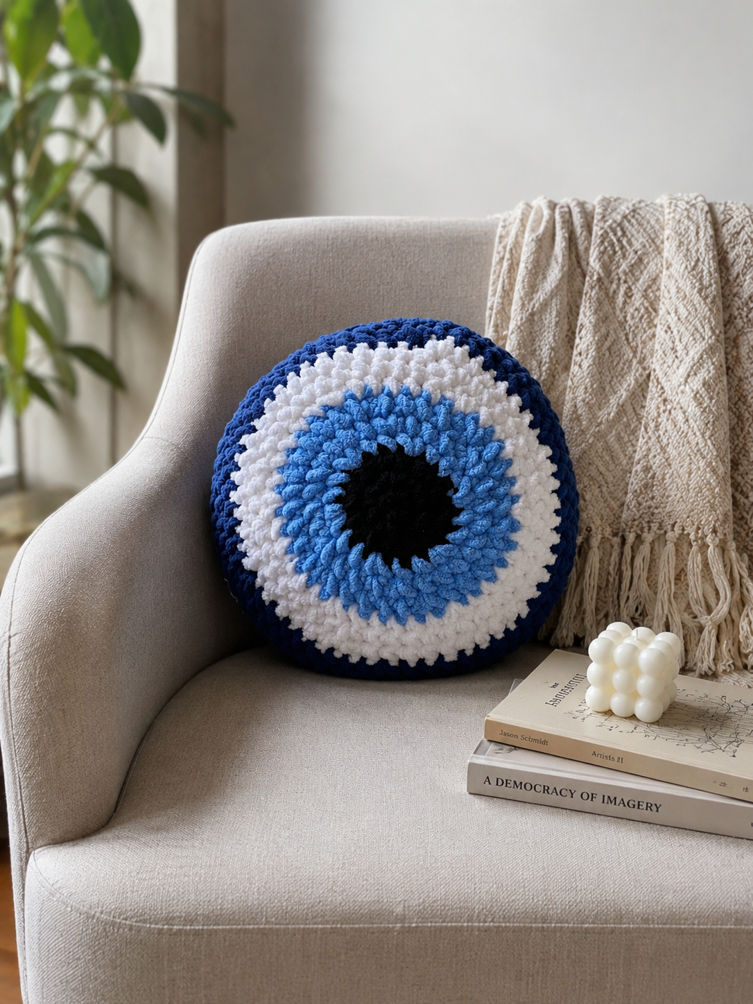 Crochet Evil Eye Cushion