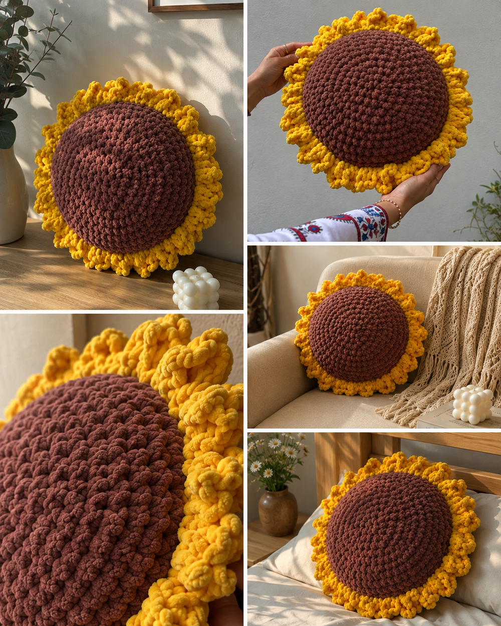 Crochet Sunflower Cushion