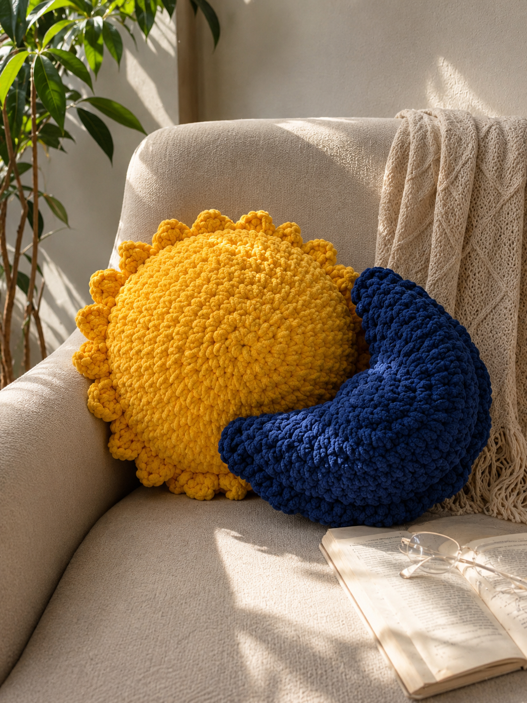 Sun & Moon Crochet Cushion Combo
